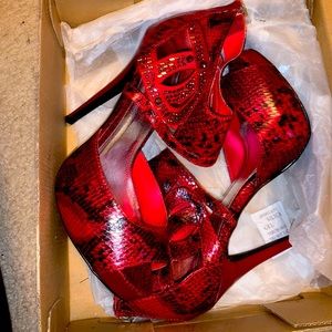 Red and black heels